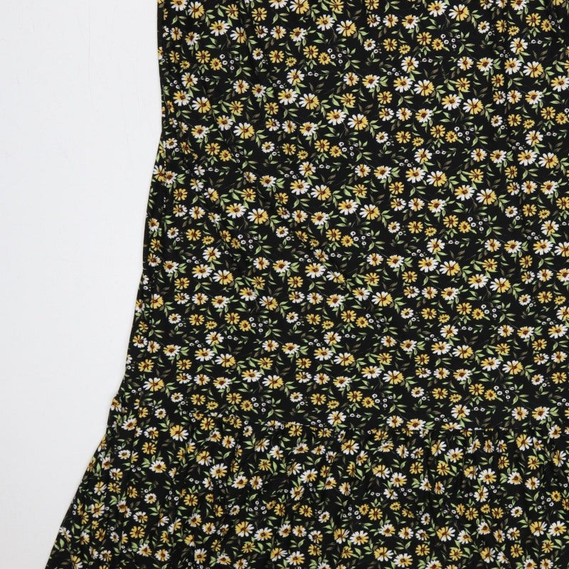 Be Fore Dawn Curve Women’s Black Floral Maxi Dress UK 22 Puff Sleeve