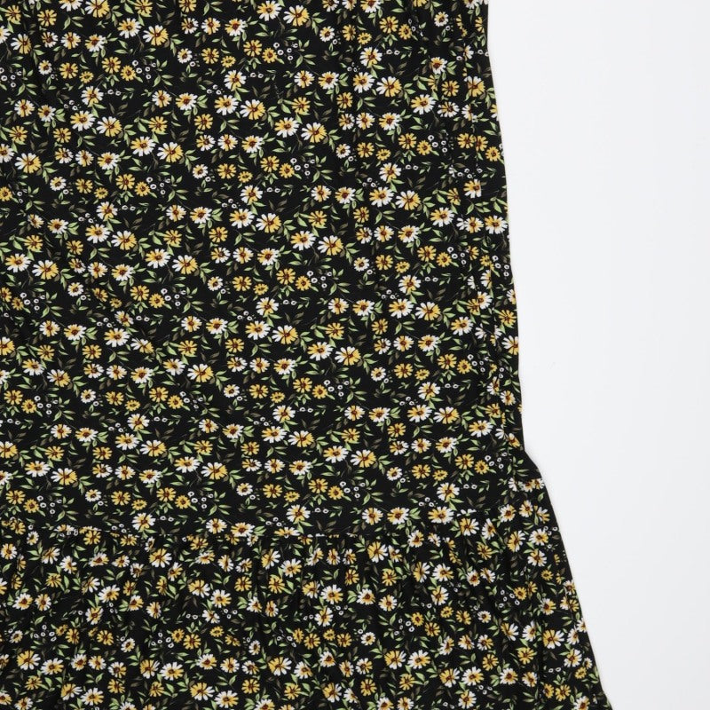 Be Fore Dawn Curve Women’s Black Floral Maxi Dress UK 22 Puff Sleeve