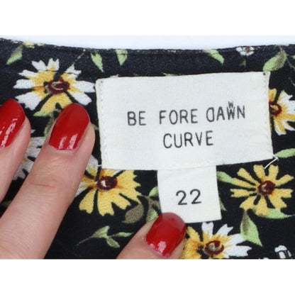 Be Fore Dawn Curve Women’s Black Floral Maxi Dress UK 22 Puff Sleeve