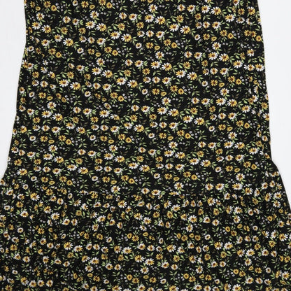 Be Fore Dawn Curve Women’s Black Floral Maxi Dress UK 22 Puff Sleeve