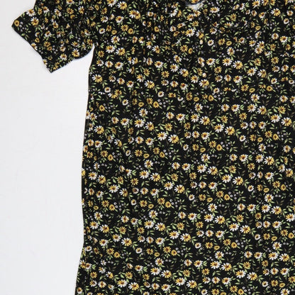 Be Fore Dawn Curve Women’s Black Floral Maxi Dress UK 22 Puff Sleeve