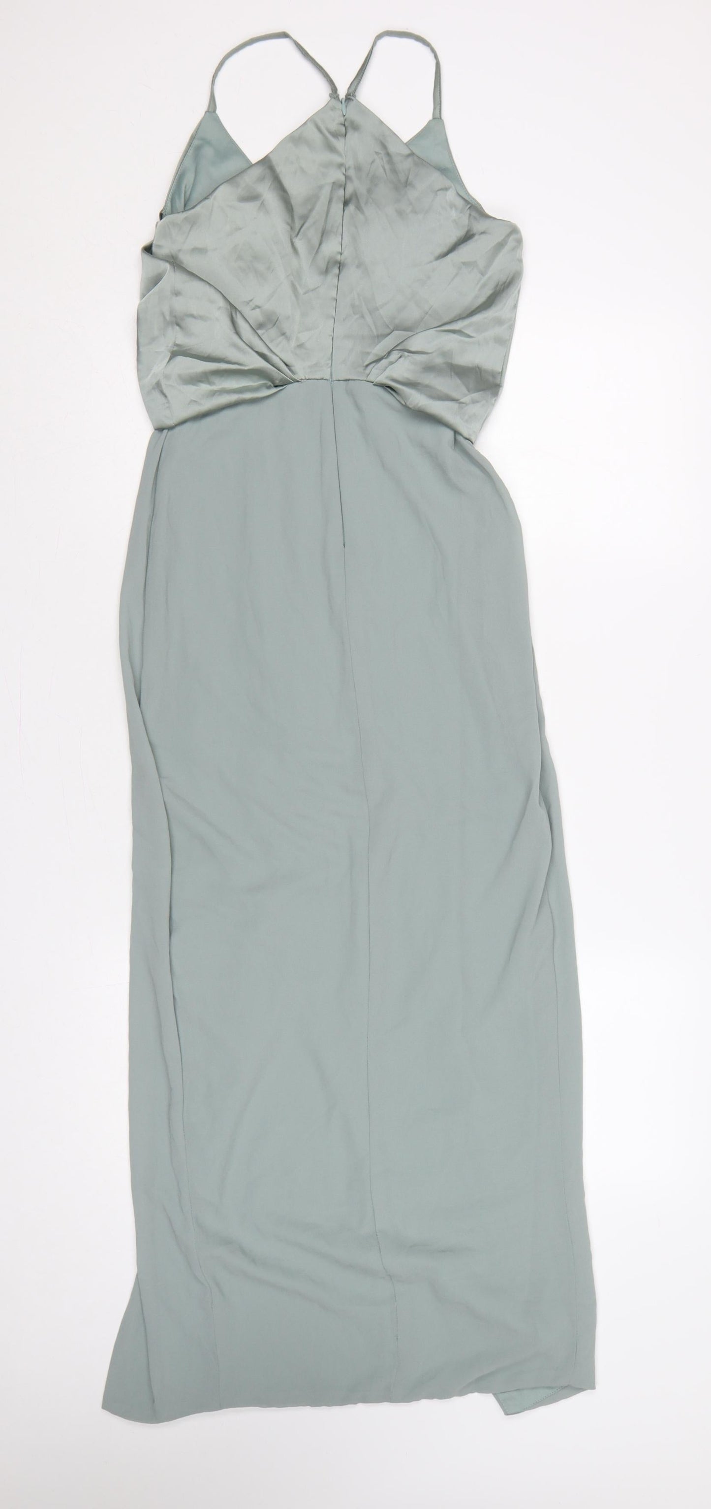 TFNC London Women Green UK 6 Maxi Wrap Satin Chiffon Strappy Occasion Dress