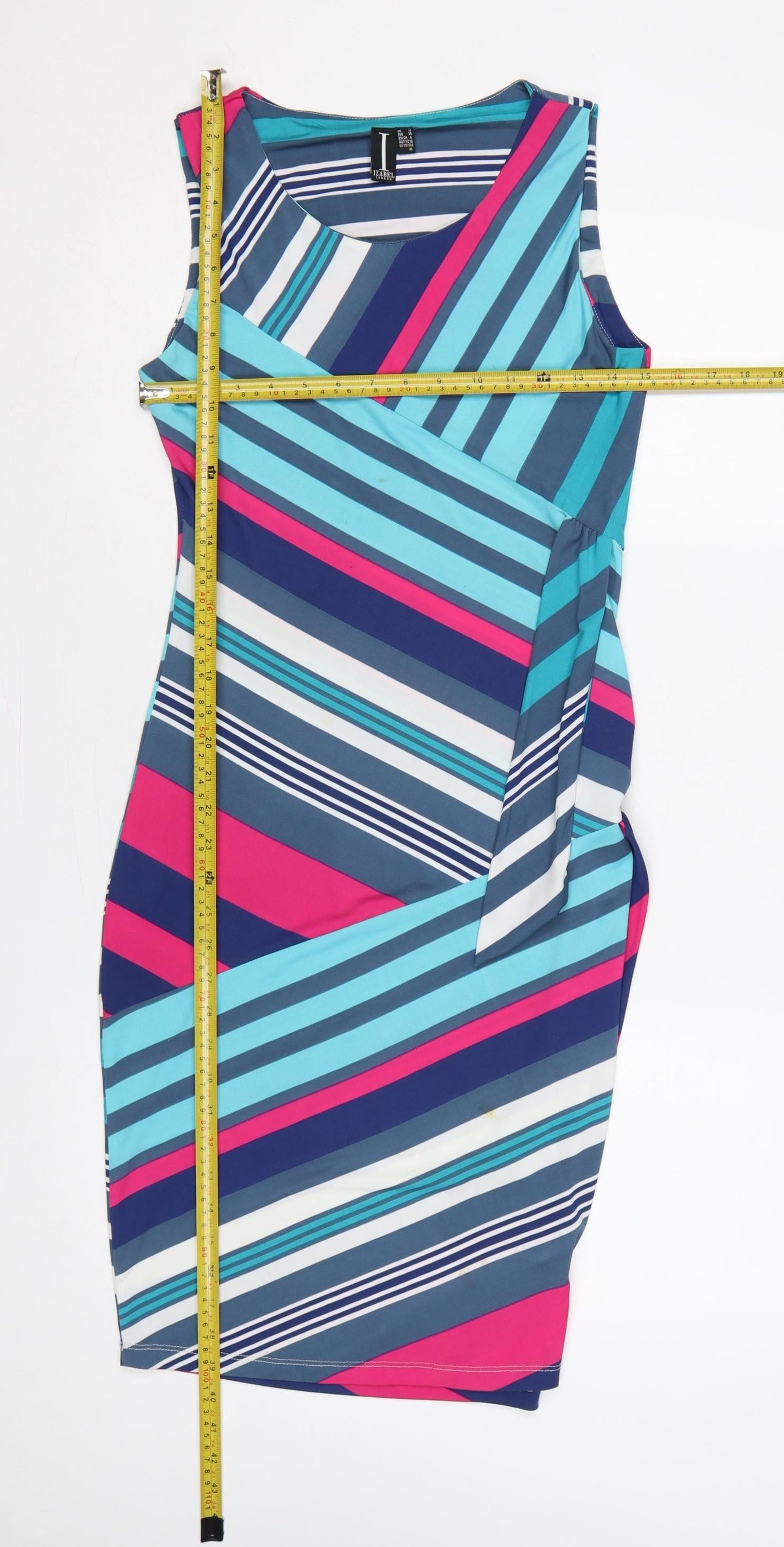 Izabel London Women Multicoloured UK 12 Striped Sleeveless Sheath Dress