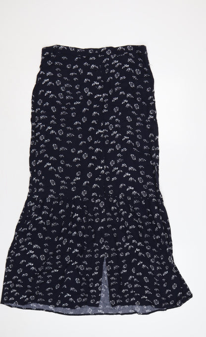 Mint Velvet Women’s Blue Floral Button Front Flared Long Skirt UK 12
