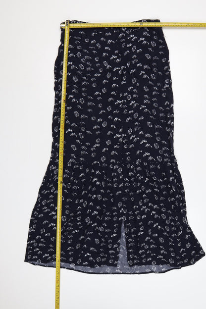 Mint Velvet Women’s Blue Floral Button Front Flared Long Skirt UK 12