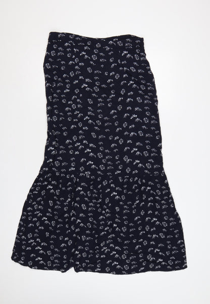 Mint Velvet Women’s Blue Floral Button Front Flared Long Skirt UK 12