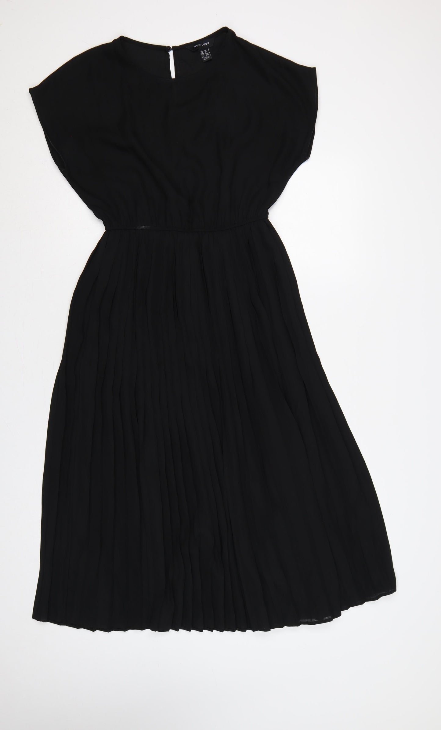 New Look Women Black UK 10 Fit & Flare Pleated Knee Dress