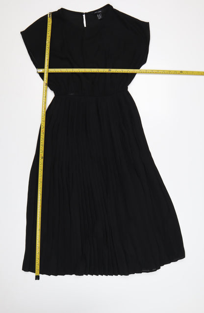 New Look Women Black UK 10 Fit & Flare Pleated Knee Dress