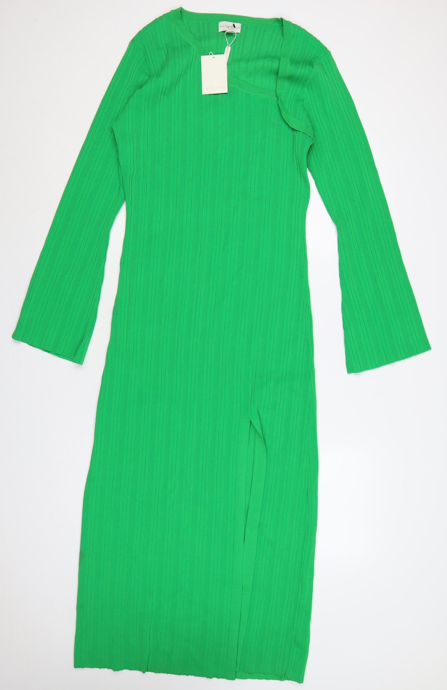 Pretty Lavish Women Green L Bodycon Long Knit Cut Out Midi Dress