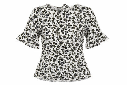 Next Women Multicoloured UK 8 Floral Viscose Flutter Sleeve Peplum Blouse