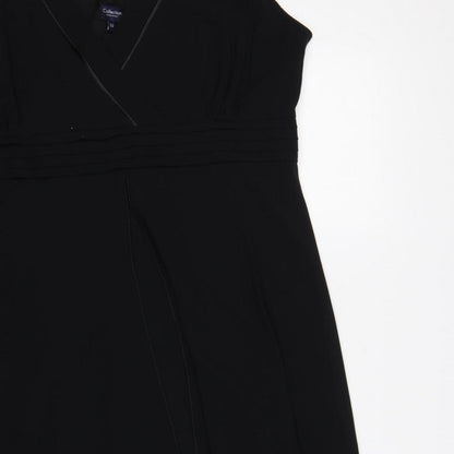Collection Debenhams Women Black UK 22 Maxi A-Line V-Neck Chiffon Dress