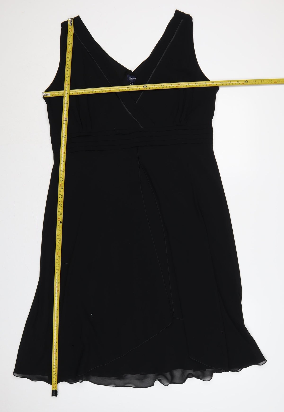 Collection Debenhams Women Black UK 22 Maxi A-Line V-Neck Chiffon Dress