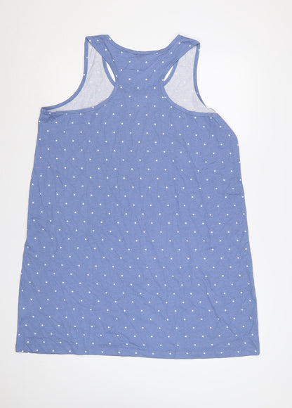 Cotton Traders Women Blue Polka Dot UK 14/16 Tank Shift Dress Cotton