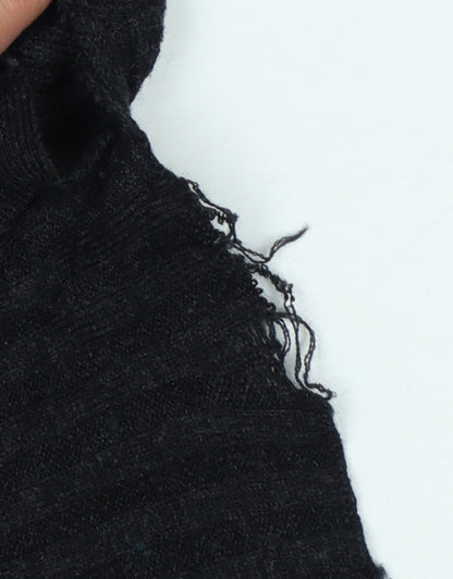 AllSaints Women Black M 100% Merino Wool V-Neck Ribbed Jumper