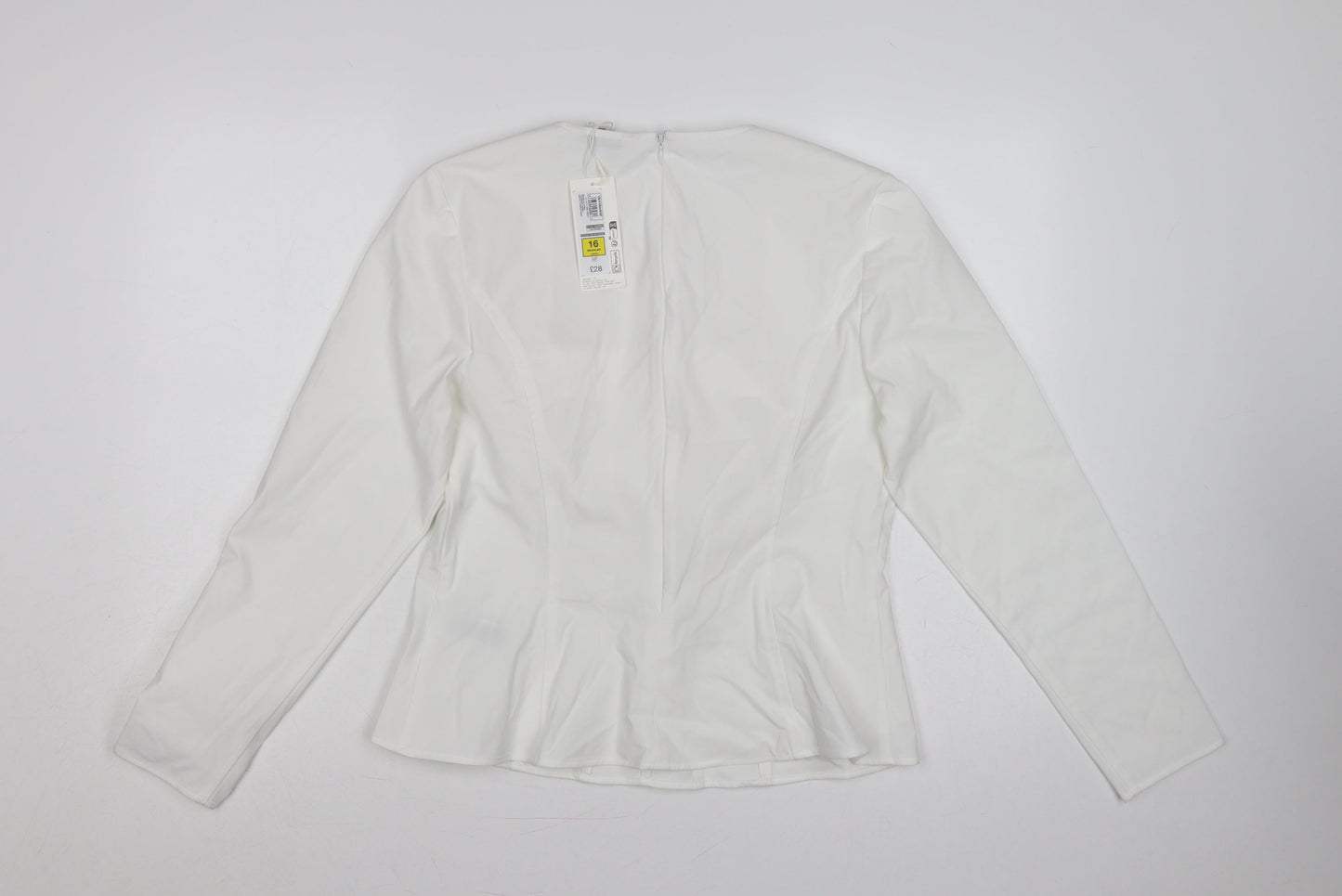 Marks and Spencer Women White UK 16 Ruffle Front Long Sleeve Blouse