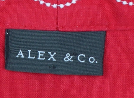 Alex & Co Women Red Linen Embroidered Open Kimono Blouse UK 16