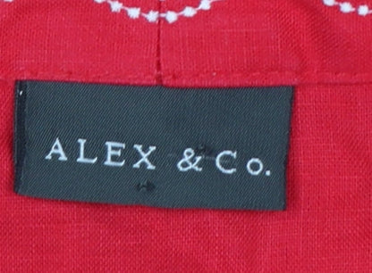 Alex & Co Women Red Linen Embroidered Open Kimono Blouse UK 16