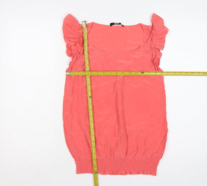 Oasis Women’s Pink Silk Ruffle Camisole Blouse UK 10