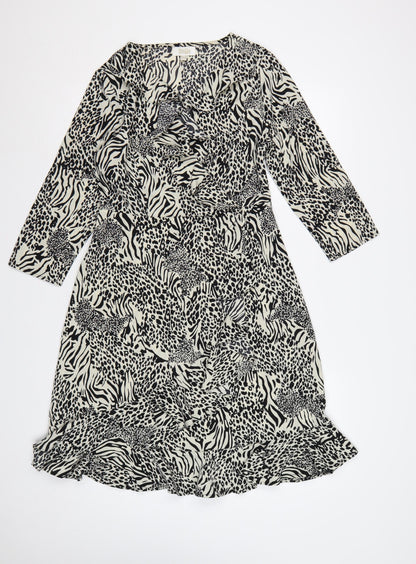 Stella Morgan Women Multicoloured Animal Print Wrap Midi Dress UK 10