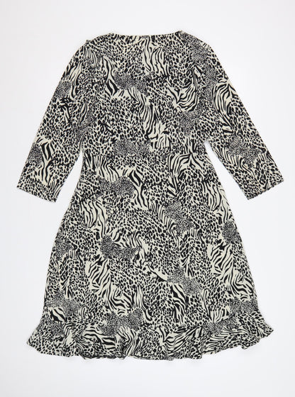 Stella Morgan Women Multicoloured Animal Print Wrap Midi Dress UK 10