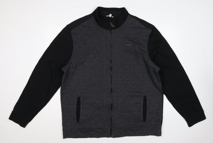 Calvin Klein Men Grey 2XL Full Zip High Neck Logo Sweatshirt