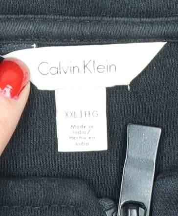 Calvin Klein Men Grey 2XL Full Zip High Neck Logo Sweatshirt
