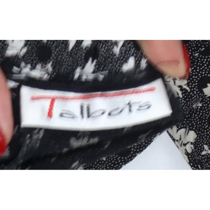 Telleots Women’s Black Floral Wide-Leg High Rise Trousers Size 4
