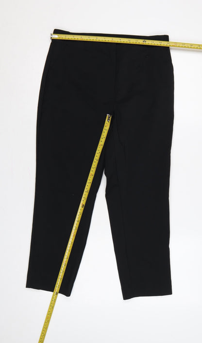 Marks & Spencer Women Black UK 12 Straight Leg Dress Trousers Pockets