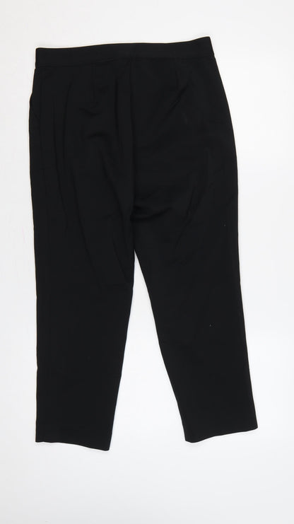 Marks & Spencer Women Black UK 12 Straight Leg Dress Trousers Pockets