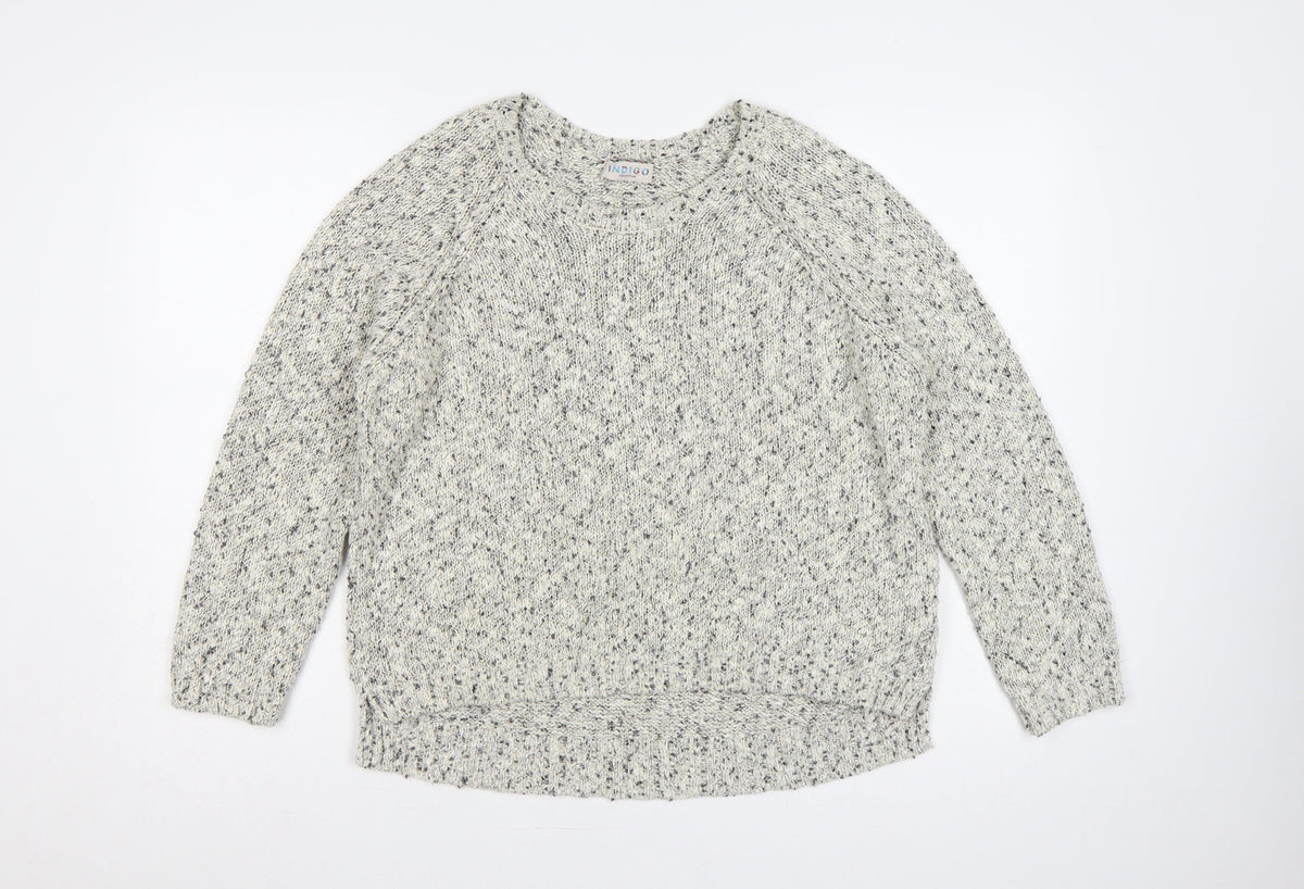Marks & Spencer Women Grey UK 18 Chunky Knit Raglan Jumper