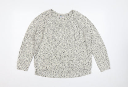 Marks & Spencer Women Grey UK 18 Chunky Knit Raglan Jumper