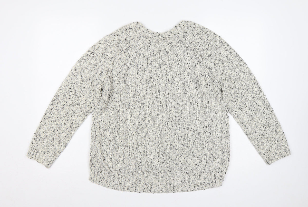 Marks & Spencer Women Grey UK 18 Chunky Knit Raglan Jumper