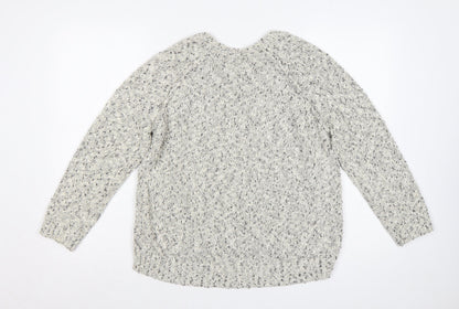 Marks & Spencer Women Grey UK 18 Chunky Knit Raglan Jumper