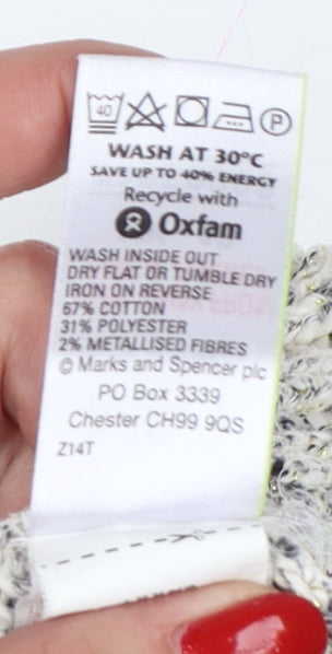 Marks & Spencer Women Grey UK 18 Chunky Knit Raglan Jumper