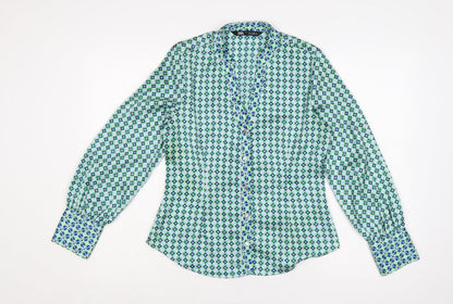 Zara Women Multicoloured S Geometric Button-Up Collared Blouse