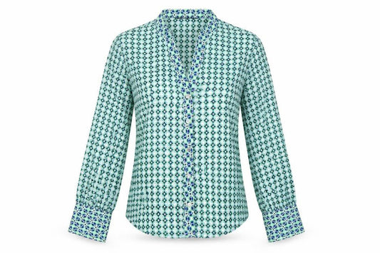 Zara Women Multicoloured S Geometric Button-Up Collared Blouse