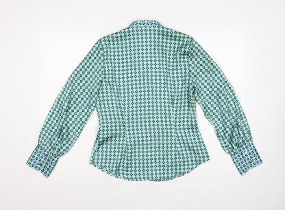 Zara Women Multicoloured S Geometric Button-Up Collared Blouse
