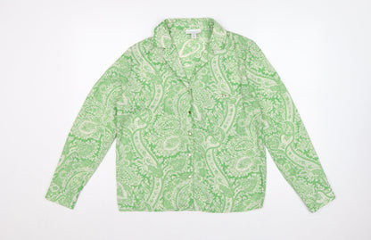 Topshop Women Green Paisley Button-Up Collared Long Sleeve Shirt UK 10