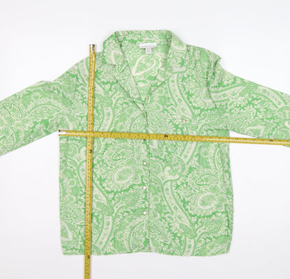 Topshop Women Green Paisley Button-Up Collared Long Sleeve Shirt UK 10