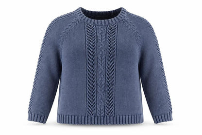 M&S Women Blue UK 18 Cable Knit Cotton Pullover Jumper