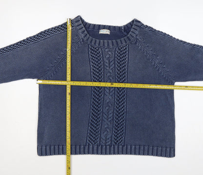M&S Women Blue UK 18 Cable Knit Cotton Pullover Jumper