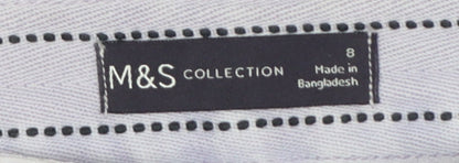 Marks & Spencer Women Purple UK 8 Tapered Chino Cotton Trousers