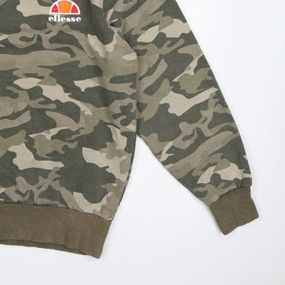 Ellesse Men’s Green Camo XL Crew Neck Logo Pullover Sweatshirt