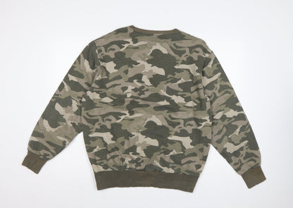 Ellesse Men’s Green Camo XL Crew Neck Logo Pullover Sweatshirt