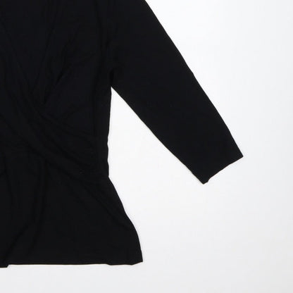 Sosandar Women’s Black Size 12 Wrap V-Neck Long Sleeve Top