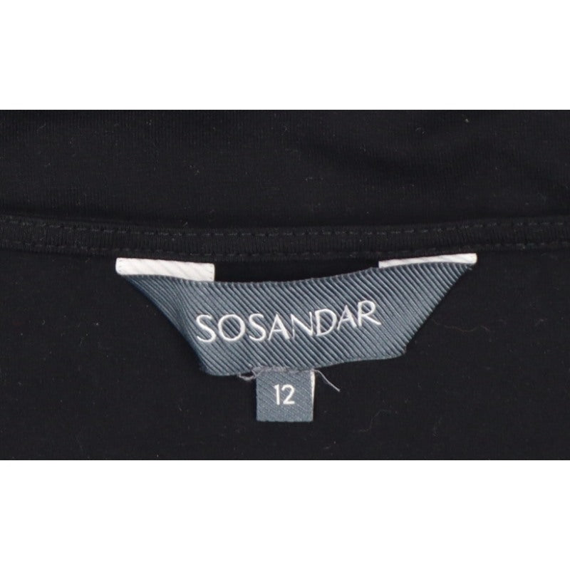 Sosandar Women’s Black Size 12 Wrap V-Neck Long Sleeve Top