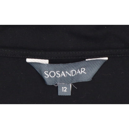 Sosandar Women’s Black Size 12 Wrap V-Neck Long Sleeve Top