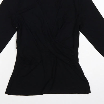 Sosandar Women’s Black Size 12 Wrap V-Neck Long Sleeve Top
