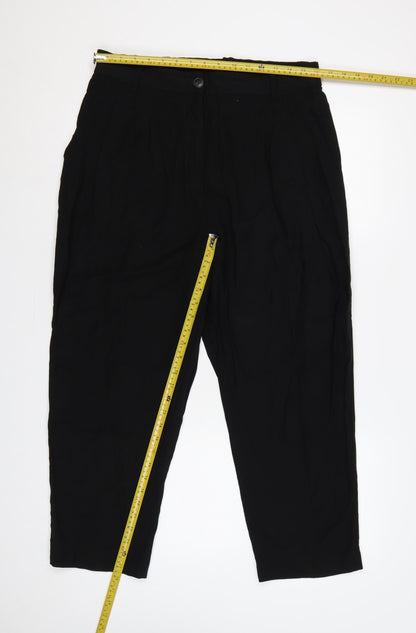 H&M Women Black UK 16 High Rise Tapered Tailored Trousers