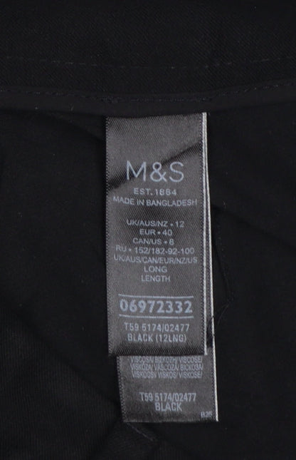 Marks & Spencer Women’s Black UK 12 Long Slim Leg Work Trousers